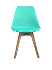 Fusion Living Aqua Soho Plastic Dining Chair with Squared Light Wood Light Wood Leg Legs - Image 3 of 6