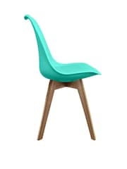 Fusion Living Aqua Soho Plastic Dining Chair with Squared Light Wood Light Wood Leg Legs - Image 4 of 6