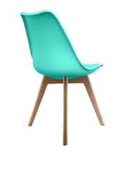 Fusion Living Aqua Soho Plastic Dining Chair with Squared Light Wood Light Wood Leg Legs - Image 5 of 6