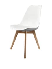 Fusion Living White Soho Plastic Dining Chair with Squared Light Wood Light Wood Leg Legs - Image 2 of 6