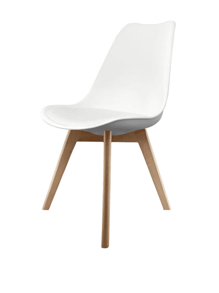 Fusion Living White Soho Plastic Dining Chair with Squared Light Wood Light Wood Leg Legs - Image 2 of 6