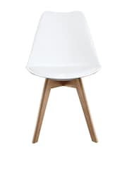 Fusion Living White Soho Plastic Dining Chair with Squared Light Wood Light Wood Leg Legs - Image 3 of 6