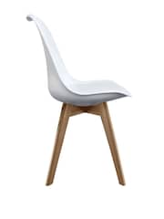 Fusion Living White Soho Plastic Dining Chair with Squared Light Wood Light Wood Leg Legs - Image 4 of 6