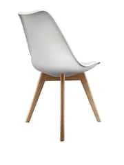 Fusion Living White Soho Plastic Dining Chair with Squared Light Wood Light Wood Leg Legs - Image 5 of 6