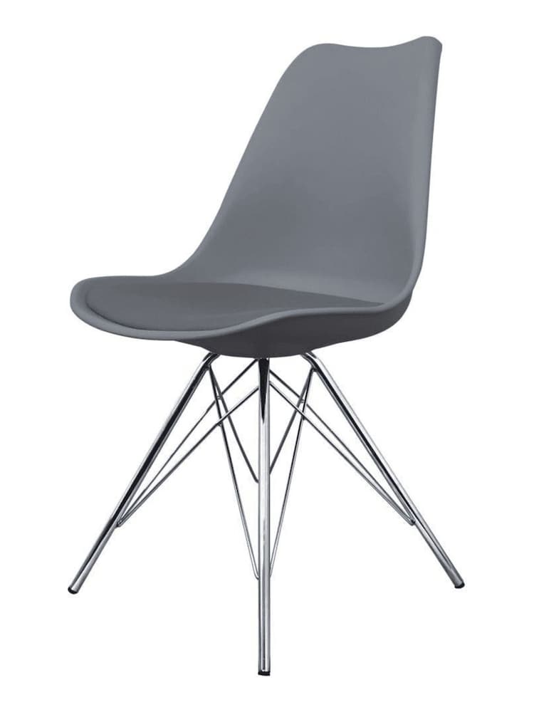 Fusion Living Dark Grey Soho Plastic Dining Chair with Squared Light Wood Chrome Leg Legs - Image 2 of 6