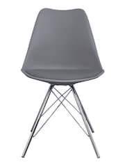 Fusion Living Dark Grey Soho Plastic Dining Chair with Squared Light Wood Chrome Leg Legs - Image 3 of 6