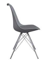 Fusion Living Dark Grey Soho Plastic Dining Chair with Squared Light Wood Chrome Leg Legs - Image 4 of 6