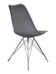 Fusion Living Dark Grey Soho Plastic Dining Chair with Squared Light Wood Chrome Leg Legs - Image 5 of 6