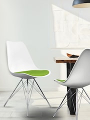 Fusion Living Green Soho Plastic Dining Chair with Chrome Metal Legs - Image 1 of 6