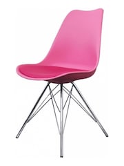 Fusion Living Bright Pink Soho Plastic Dining Chair Chrome Leg Set of 2 - Image 2 of 6