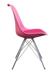 Fusion Living Bright Pink Soho Plastic Dining Chair Chrome Leg Set of 2 - Image 4 of 6