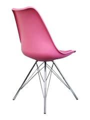 Fusion Living Bright Pink Soho Plastic Dining Chair Chrome Leg Set of 2 - Image 5 of 6