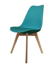 Fusion Living Teal Soho Plastic Dining Chair with Squared Light Wood Light Wood Leg Legs - Image 2 of 6