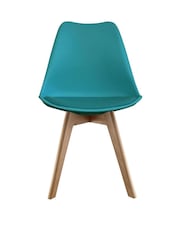 Fusion Living Teal Soho Plastic Dining Chair with Squared Light Wood Light Wood Leg Legs - Image 3 of 6