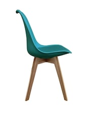 Fusion Living Teal Soho Plastic Dining Chair with Squared Light Wood Light Wood Leg Legs - Image 4 of 6