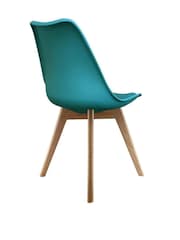 Fusion Living Teal Soho Plastic Dining Chair with Squared Light Wood Light Wood Leg Legs - Image 5 of 6