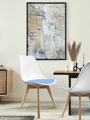Fusion Living Light Blue Soho Plastic Dining Chair with Squared Light Wood Light Wood Leg Legs - Image 1 of 6