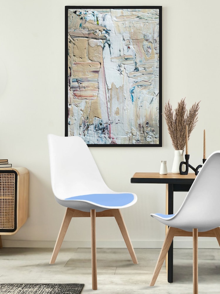 Fusion Living Light Blue Soho Plastic Dining Chair with Squared Light Wood Light Wood Leg Legs - Image 1 of 6