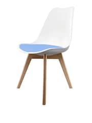 Fusion Living Light Blue Soho Plastic Dining Chair with Squared Light Wood Light Wood Leg Legs - Image 2 of 6