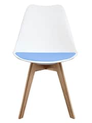 Fusion Living Light Blue Soho Plastic Dining Chair with Squared Light Wood Light Wood Leg Legs - Image 3 of 6