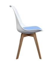 Fusion Living Light Blue Soho Plastic Dining Chair with Squared Light Wood Light Wood Leg Legs - Image 4 of 6