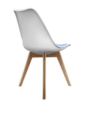 Fusion Living Light Blue Soho Plastic Dining Chair with Squared Light Wood Light Wood Leg Legs - Image 5 of 6