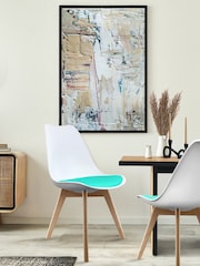 Fusion Living Aqua Soho Plastic Dining Chair with Squared Light Wood Legs - Image 1 of 6