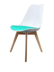 Fusion Living Aqua Soho Plastic Dining Chair with Squared Light Wood Legs - Image 2 of 6