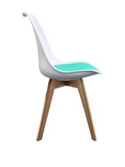 Fusion Living Aqua Soho Plastic Dining Chair with Squared Light Wood Legs - Image 4 of 6