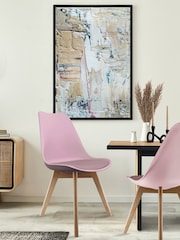 Fusion Living Blush Pink Soho Plastic Dining Chair with Squared Light Wood Light Wood Leg Legs - Image 1 of 6