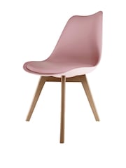 Fusion Living Blush Pink Soho Plastic Dining Chair with Squared Light Wood Light Wood Leg Legs - Image 2 of 6