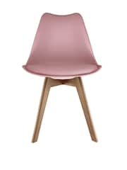 Fusion Living Blush Pink Soho Plastic Dining Chair with Squared Light Wood Light Wood Leg Legs - Image 3 of 6