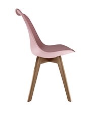 Fusion Living Blush Pink Soho Plastic Dining Chair with Squared Light Wood Light Wood Leg Legs - Image 4 of 6