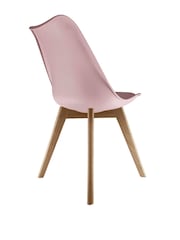 Fusion Living Blush Pink Soho Plastic Dining Chair with Squared Light Wood Light Wood Leg Legs - Image 5 of 6
