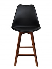 Fusion Living Black Soho Plastic Bar Stool with Dark Wood Legs - Image 3 of 6