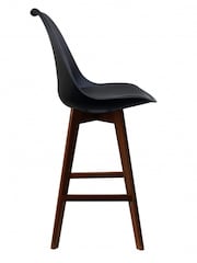 Fusion Living Black Soho Plastic Bar Stool with Dark Wood Legs - Image 4 of 6