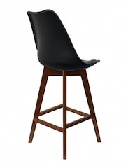 Fusion Living Black Soho Plastic Bar Stool with Dark Wood Legs - Image 5 of 6