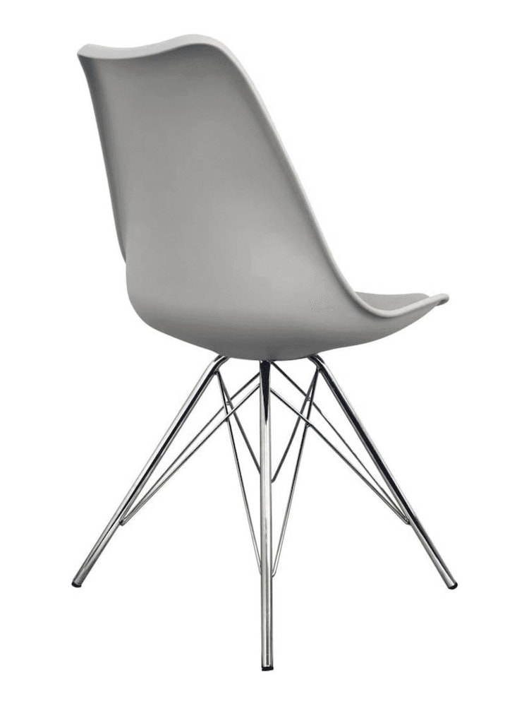 Fusion Living Light Grey Soho Plastic Dining Chair Chrome Leg Set of 2 - Image 1 of 6