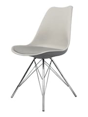 Fusion Living Light Grey Soho Plastic Dining Chair Chrome Leg Set of 2 - Image 2 of 6