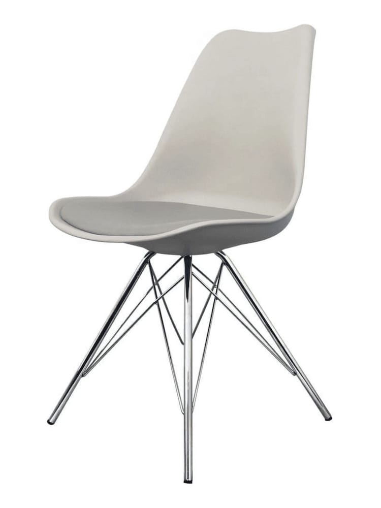 Fusion Living Light Grey Soho Plastic Dining Chair Chrome Leg Set of 2 - Image 2 of 6