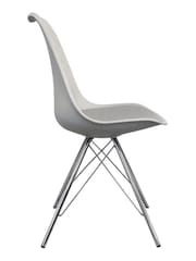 Fusion Living Light Grey Soho Plastic Dining Chair Chrome Leg Set of 2 - Image 3 of 6