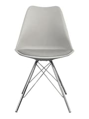 Fusion Living Light Grey Soho Plastic Dining Chair Chrome Leg Set of 2 - Image 5 of 6