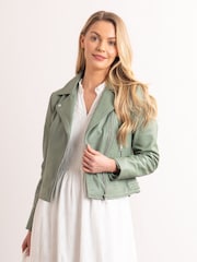 Lakeland Leather Green Thornhill Leather Biker Jacket - Image 3 of 7