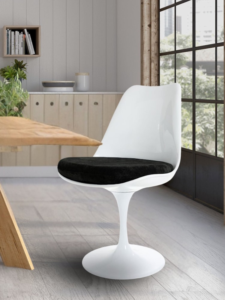 Fusion Living Black Tulip Single Dining Chair with PU Cushion - Image 1 of 6