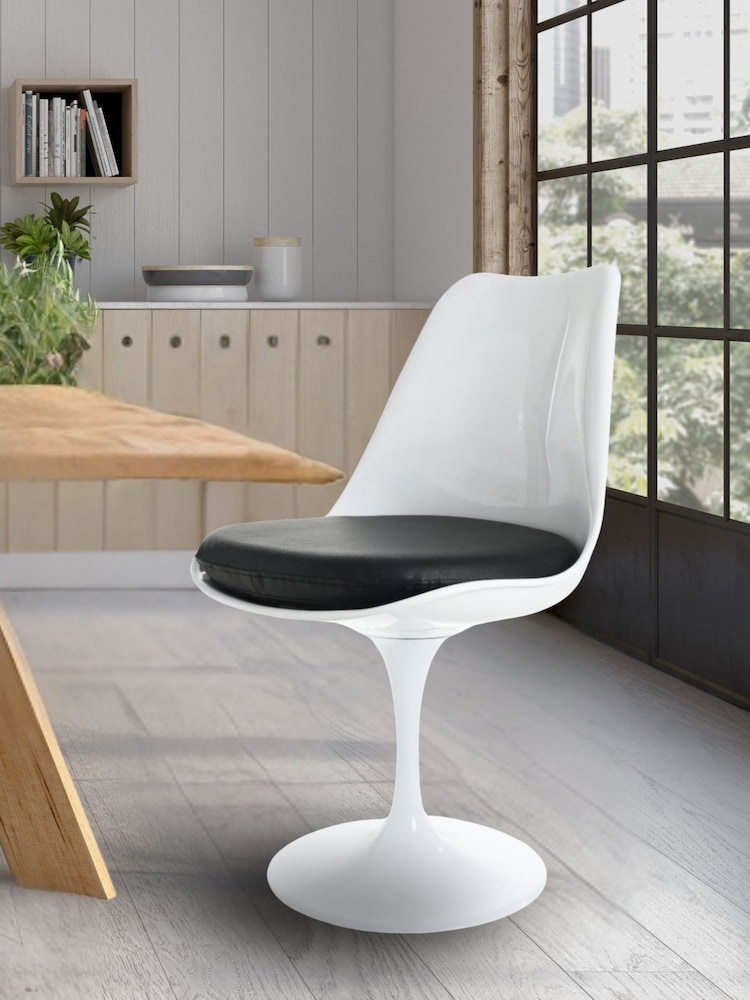 Fusion Living Black Faux Tulip Single Dining Chair with PU Cushion - Image 1 of 6