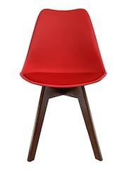Fusion Living Red Soho Plastic Dining Chair Dark Wood Leg Set of 2 - Image 3 of 6