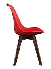 Fusion Living Red Soho Plastic Dining Chair Dark Wood Leg Set of 2 - Image 4 of 6