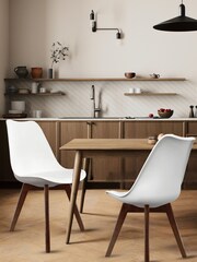 Fusion Living White Soho Plastic Dining Chair Dark Wood Leg Set of 2 - Image 1 of 6