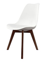 Fusion Living White Soho Plastic Dining Chair Dark Wood Leg Set of 2 - Image 2 of 6