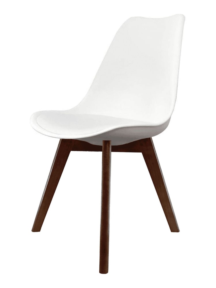 Fusion Living White Soho Plastic Dining Chair Dark Wood Leg Set of 2 - Image 2 of 6